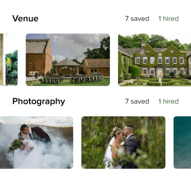 different wedding vendors, venues and photographers and which ones you've hired